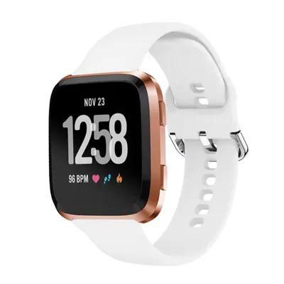 Curea Smartwatch 22 mm, Sistem Quick-Release, Compatibila Fitbit Versa/Versa 2/Versa Lite, Silicon flexibil, Alb - Lungime L 170-210 mm Engros