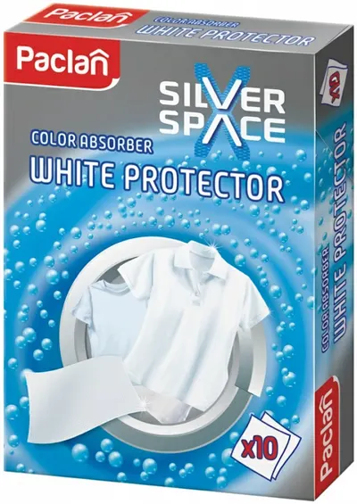 Șervețele umede care păstrează culoarea pentru țesături albe Paclan - Silver Space, 10 buc.