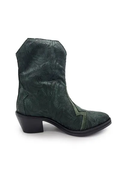 Ghete cowboy de piele intoarsa - Verde inchis