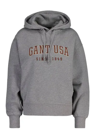 Hanorac cu maneci cazute si broderie logo - Gri