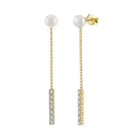 Cercei lungi argint 925, JW1569, model perla, placati cu aur