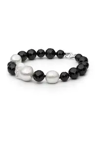 Bratara argint cu perle naturale si onix - Barocco Nero