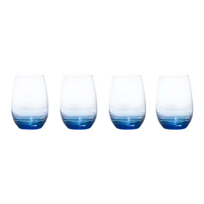 Set 4 pahare pentru vin - Mikasa- Swirl Cobalt Stemless Wine Glass 16.5OZ