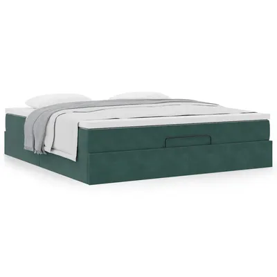 Gossi cadru de pat otoman cu saltea verde inchis 180x200cm catifea