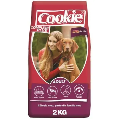 Hrana uscata pentru caini Cookie, Complete Plus Adult, Vita 2kg