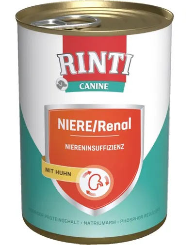 RINTI Canine Niere/Renal Chicken hrana dietetica umeda pentru caini cu insuficienta renala cronica sau acuta 800 gr