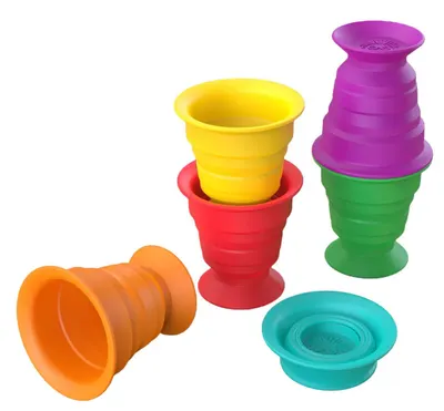 Jucării tactile pentru baie Baby Einstein - Căni empilabile Stack & Squish