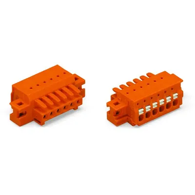 1-conductor female plug; 100% protected against mismating; push-button; clamping collar; 1.5 mm²; Pin spacing 3.81 mm; 20-pole; 1,50 mm²; orange