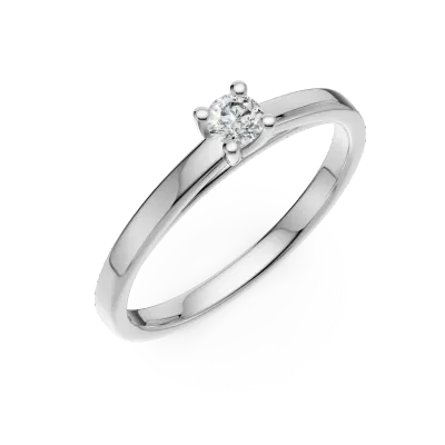 Inel de logodna din aur alb cu un diamant solitaire de 0.14ct