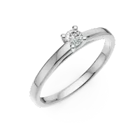 Inel de logodna din aur alb cu un diamant solitaire de 0.14ct