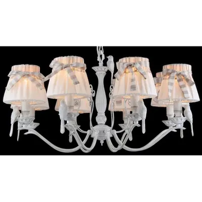 Candelabru Bird,8 becuri dulie E14, 230V,D.75 cm, H.38 cm,Alb