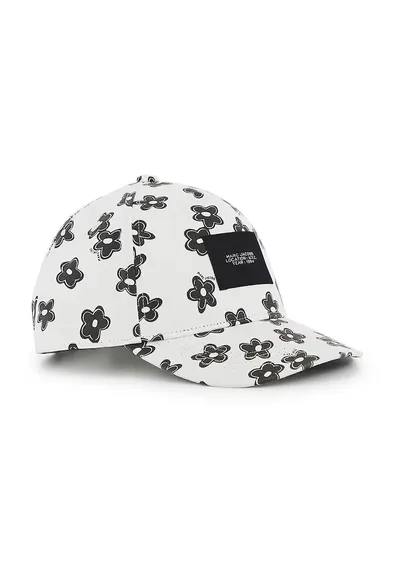 Sapca cu imprimeu floral si aplicatie logo - Negru/Alb murdar