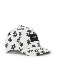 Sapca cu imprimeu floral si aplicatie logo - Negru/Alb murdar