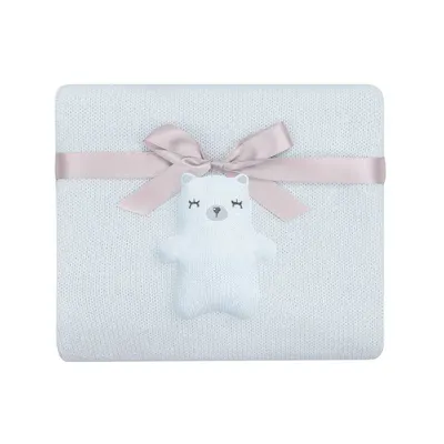 Patura tricotata din bumbac 75 x 100 cm Kikka Boo Bear With Me Albastra