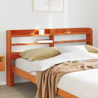 Gossi tablie de pat cu rafturi, maro ceruit, 150 cm, lemn masiv pin