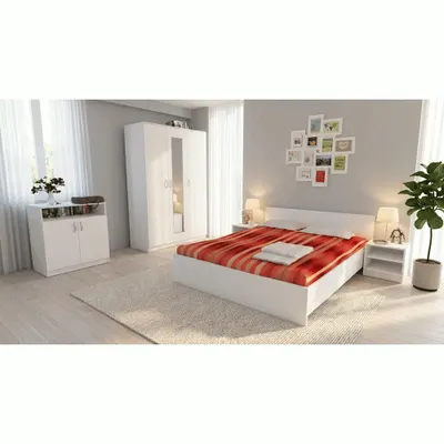 Dormitor Soft Alb cu pat 140x200 cm