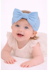 Bentita lata - bleu - pentru fetite cu fundita - Model AL 34488 - 0-12 luni - Bleu