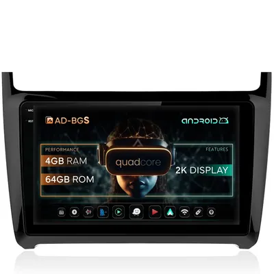 Navigatie 2K Volkswagen Polo (2009+), Android, S-Quadcore 4GB RAM + 64GB ROM, 9.5 Inch - AD-BGS90042K+AD-BGRKIT033
