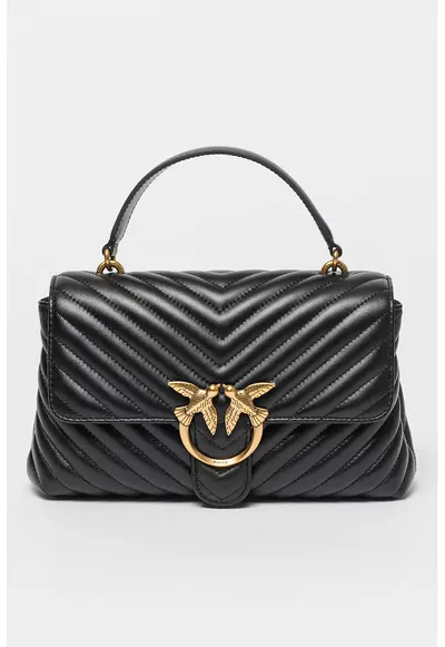 Geanta crossbody de piele Love Lady Puff - Negru