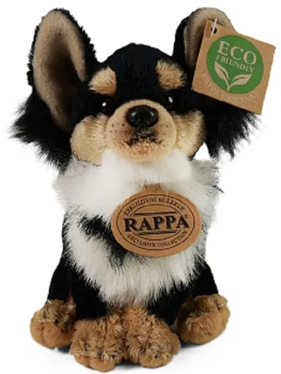 Jucărie de pluș Rappa Eco prietenii - Câine Chihuahua, așezat, 15 cm
