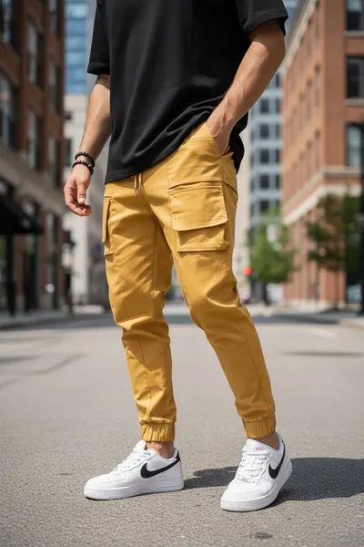 Pantaloni barbati casual mustar Y102 24-1