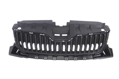 Grila radiator potrivit SKODA FABIA III 1.0-1.6 2014-2022 pana in 2018 - (cu orificii pentru dunga cromata, negru, CZ)