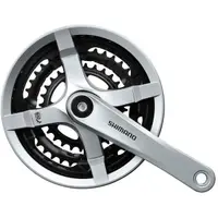Angrenaj pedalier Shimano Tourney FC-TY501, 48X38X28T, brat 175mm, pentru 6 7 8 viteze pe spate, CG, suruburi de fixare, culoare argintiu, ambalat individual