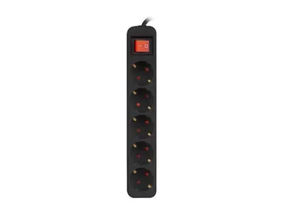 Prelungitor 1.5m, 5 prize , cu intrerupator, cablu din cupru de calitate superioara, negru