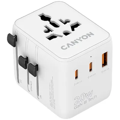 Încărcător Canyon - OnTour 20, USB-C/USB-A, 20W, White