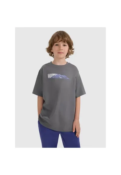 Tricou copii - oversize - gri - bumbac moale