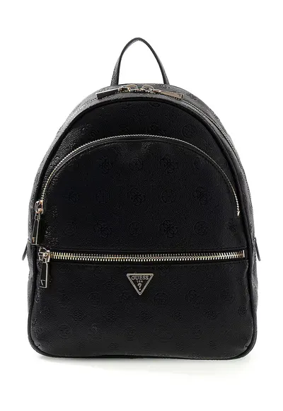Rucsac din piele ecologica cu model monograma Manhattan II - Negru