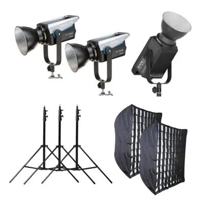 Kit lumini podcast: Nanlite FC-300B/FS-300C + Stative Godox si difuzie - Default Title