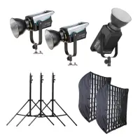 Kit lumini podcast: Nanlite FC-300B/FS-300C + Stative Godox si difuzie - Default Title