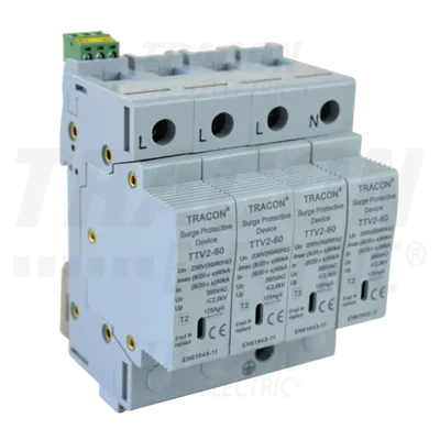 Descarcator de supratensiuni,AC,cl.2,elem.modular inlocuibil TTV2-60-4P 230/400 V, 50 Hz, 30/60 kA (8/20 us), 4P