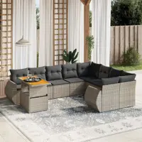 Gossi set mobilier de gradina cu perne, 10 piese, gri, poliratan