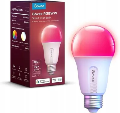 Bec LED inteligent Govee – H6004, E27, 800 lm, RGBWW, reglabil