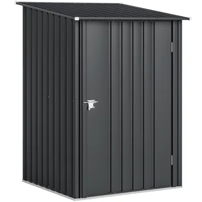 Outsunny Căsuță de Grădină 0,92m² din Oțel Galvanizat, Depozit pentru Unelte cu Ușă Blocabilă și Acoperiș Înclinat, 100x104x160 cm, Gri Închis | Aosom Romania