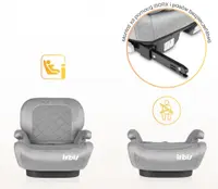 Inaltator auto copii Caretero Irbis I-Size Grey Melange 125-150 cm, fixare cu isofix, centura de ghidaj, spatar reglabil si detasabil, husa lavabila, cotiere, Certificat R129