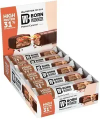 Deluxe Protein Bar, Arahide și caramel, 12 bucăți, Born Winner