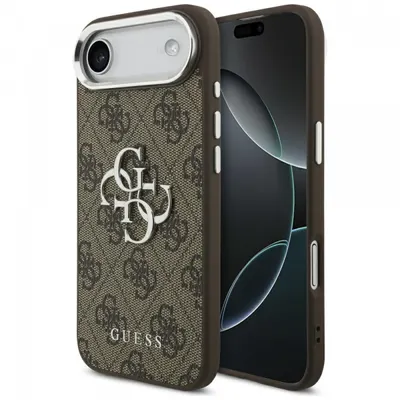 Husa pentru Apple iPhone 17 Air, Guess, Big 4G Logo Classic, Maro Argintie