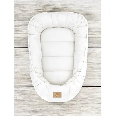 Cosulet pentru bebelusi Qmini Cream Baby Nest 55x75 cm, husa din muselina dubla