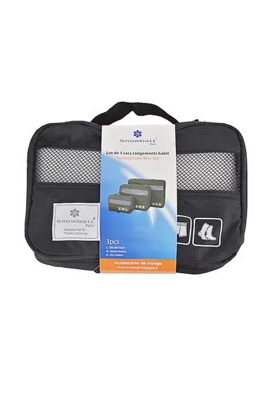 Set Organizator Voiaj/Calatorie 3 Piese - Poliester - SW38030 - Negru
