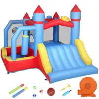 AIYAPLAY Castel gonflabil 5 în 1 cu ventilator, parc acvatic gonflabil, tobogane, trambulină, multicolor | Aosom Romania