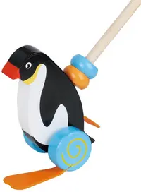 Jucărie de împins din lemn Lelin - Pinguin