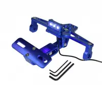 Suport numar moto + lampa, aluminiu, culoare albastru