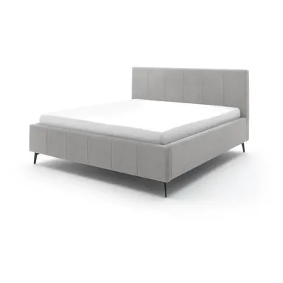 Pat matrimonial gri deschis tapițat cu spațiu de depozitare cu somieră 180x200 cm Lizzano – Meise Möbel
