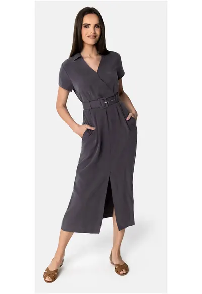 Rochie lyocell - grafit - Gri grafit