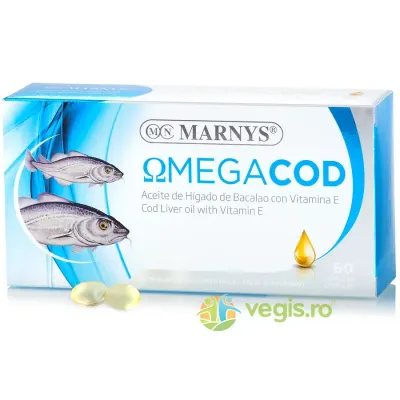 Omega Cod - Ulei de Cod, Omega 3, Vitamina A, Vitamina D si Vitamina E 60cps moi