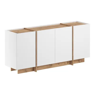 Comodă albă cu aspect de lemn de pin cu orificiu pentru cabluri 180x80x45 cm Dorma – Kalune Design