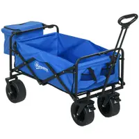Cărucior exterior Outsunny 110L cu mâner telescopic și geantă frigorifică de 15L
